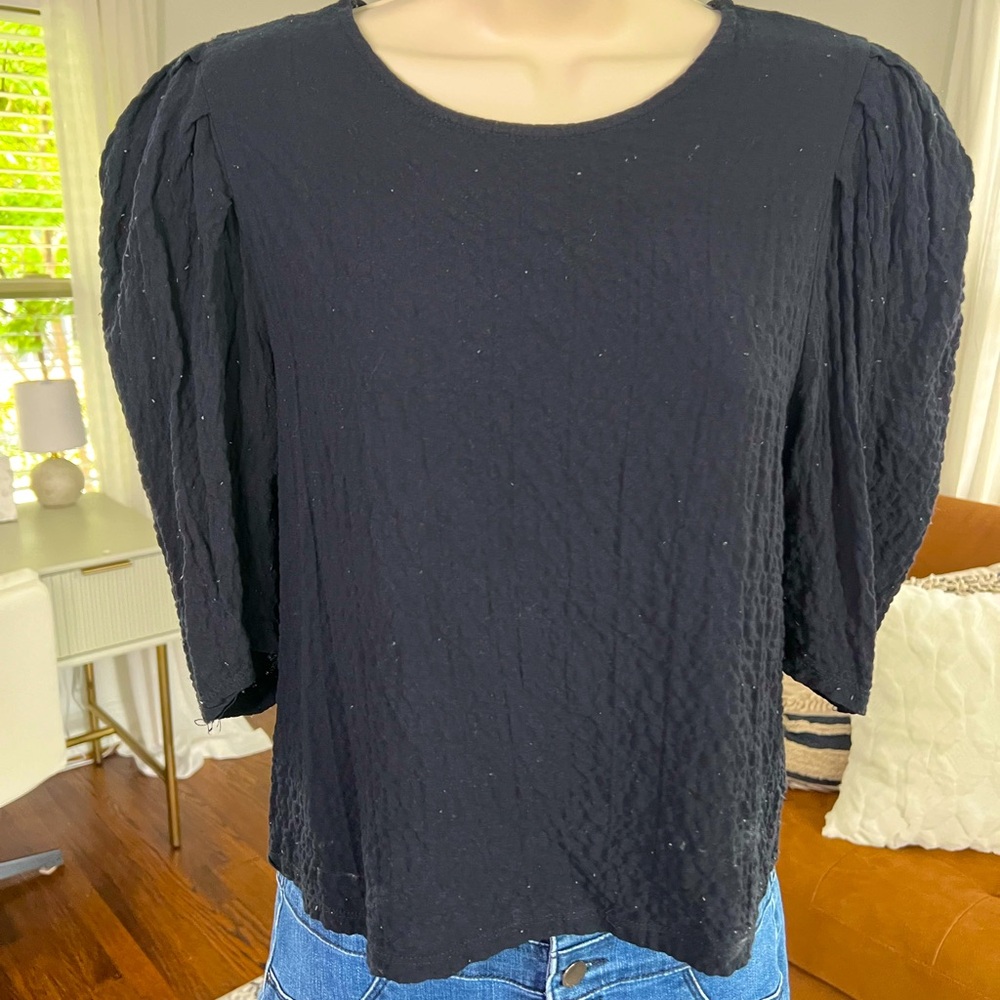 Zara size small basic black blouse with elevated shoulders